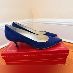 Rene Caovilla Royal Blue Suede Heels